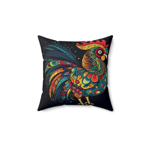 Meso-American Style Rooster Spun Polyester Square Pillow