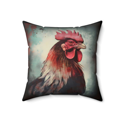 Grunge Rooster Spun Polyester Square Pillow