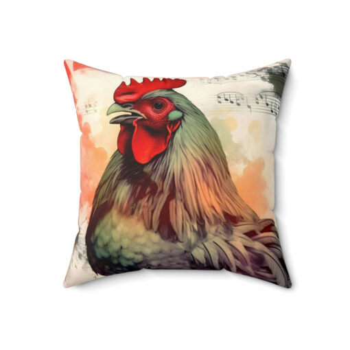 Grunge Rooster Cackle Spun Polyester Square Pillow
