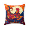 Meso-American Style Rooster at Sunrise Spun Polyester Square Pillow