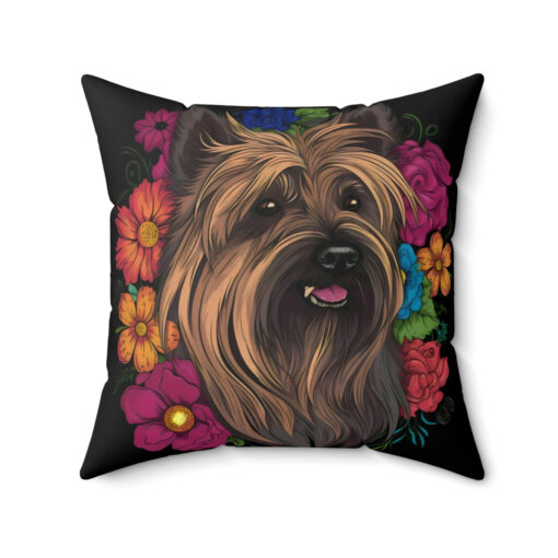 Floral Skye Terrier Square Pillow