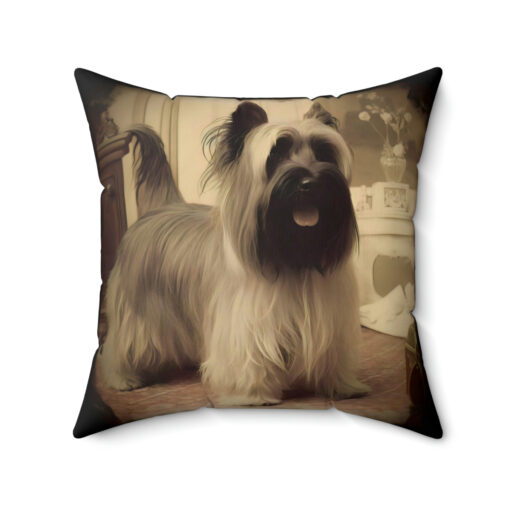 Vintage Victorian Skye Terrier Square Pillow