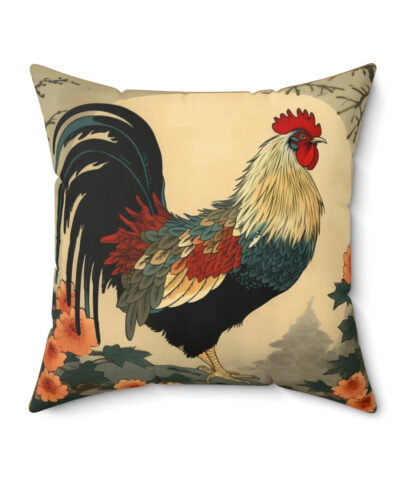 41530 4 400x480 - Japandi Ukiyo-e Style Rooster Spun Polyester Square Pillow