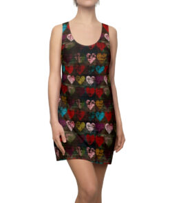 BOHO Grunge Heart Pattern Women’s Racerback Dress