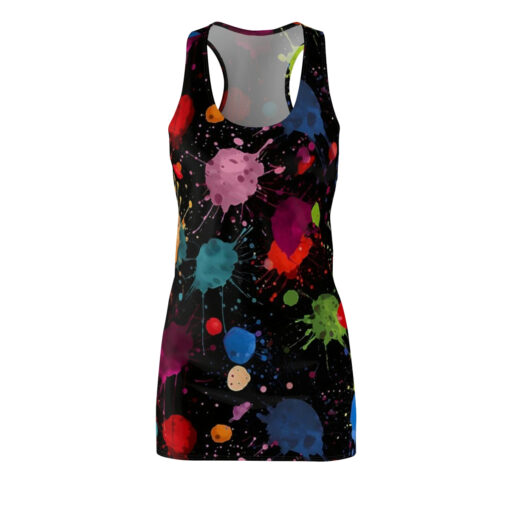 Acrylic Paint Splatter Art Pattern Women’s Racerback Dress