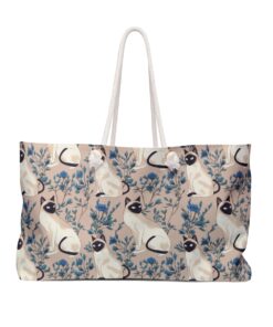 Japandi Style Siamese Cat Pattern Weekender Bag