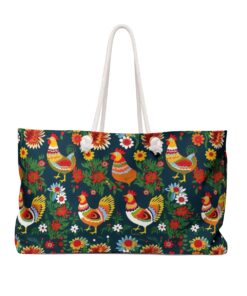 Scandanavian Folk Art Rooster Pattern Weekender Bag