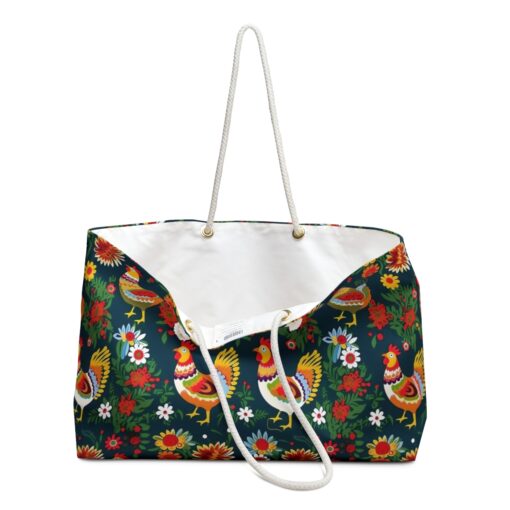 Scandanavian Folk Art Rooster Pattern Weekender Bag