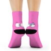 Green and Purple Flirty Sock Puppet Crew Socks Cartoon Happy Fun