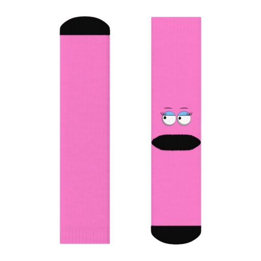 Bubblegum Pink Flirty Sock Puppet Crew Socks Cartoon Happy Fun