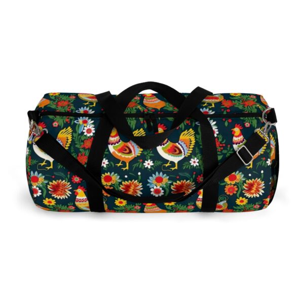 Scandanavian Style Folk Art Roosters Pattern Duffel Bag