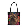 Floral Skye Terrier Square Pillow