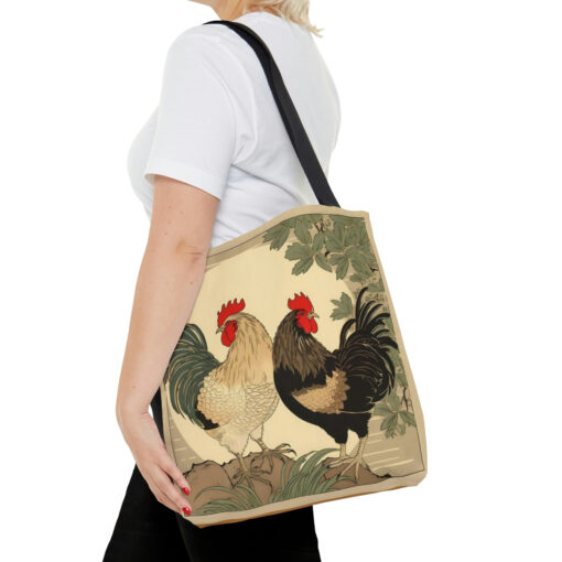 Two Japandi Style Roosters Tote Bag