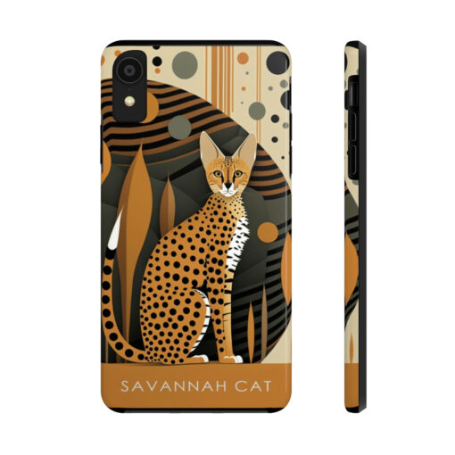 Mid-Century Modern Savannah Cat “Tough” Phone Cases