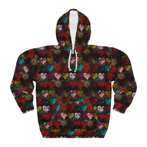 BOHO Grunge Heart Pattern Unisex Pullover Hoodie