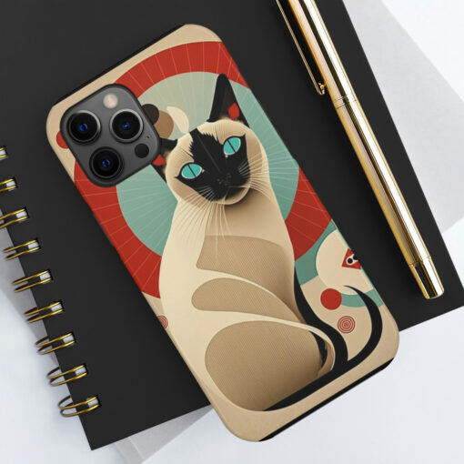 Mid-Century Modern Siamese Cat Design “Tough” Phone Cases
