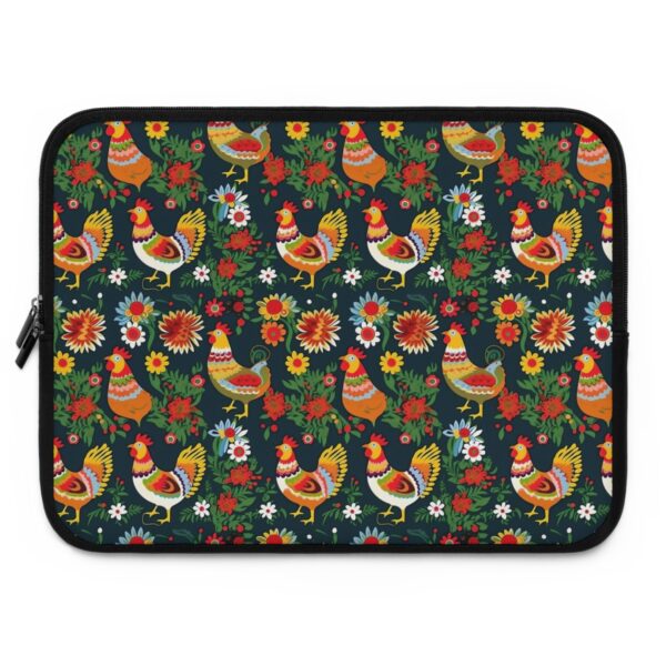 Scandanavian Folk Art Chickens Roosters Pattern Laptop Sleeve