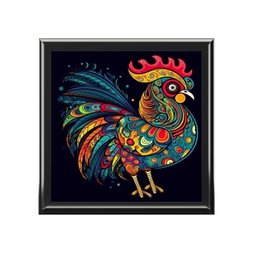 Meso-American Style Rooster – Jewelry Keepsake Box