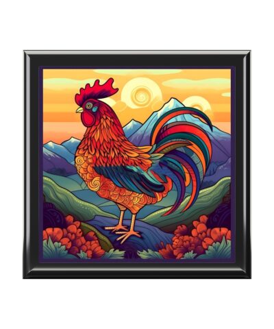 72880 87 400x480 - Meso-American Style Rooster at Sunrise - Jewelry Keepsake Box