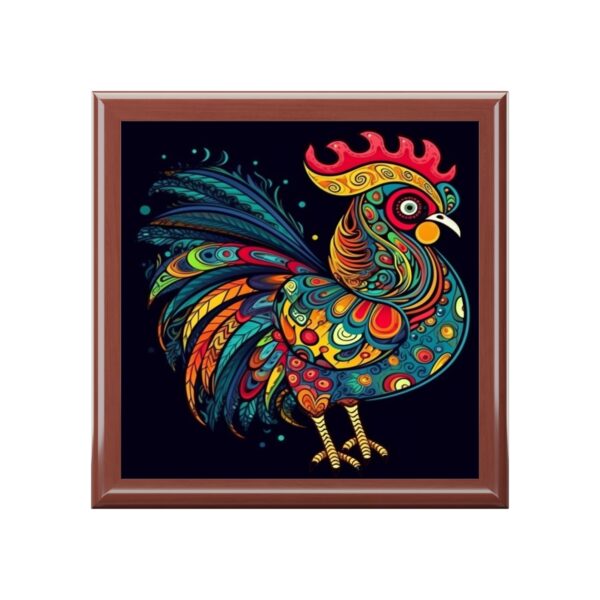 Meso-American Style Rooster – Jewelry Keepsake Box