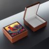 Meso-American Style Rooster at Sunrise - Jewelry Keepsake Box