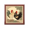 Two Japandi Style Roosters Spun Polyester Square Pillow