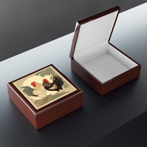 Two Japandi Style Roosters – Jewelry Keepsake Box