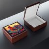 Meso-American Style Rooster at Sunrise - Jewelry Keepsake Box