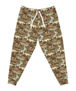 Old English Town Folk Art Pattern Athletic Joggers