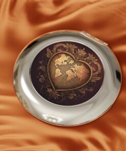 Vintage Venetian World Globe Heart Compact Travel Mirror