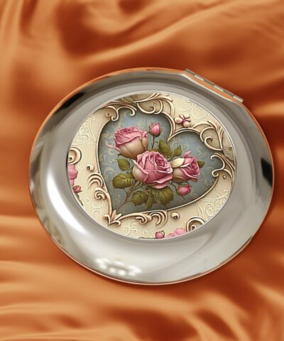 73336 120 400x480 - Vintage Victorian Pink Roses Heart Compact Travel Mirror