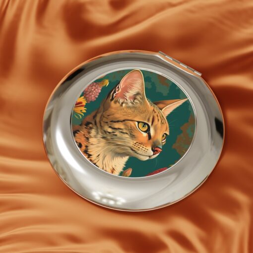 Savannah Cat Compact Travel Mirror