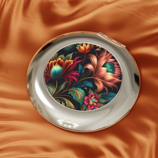Whimsical Floral Design Compact Travel Mirror