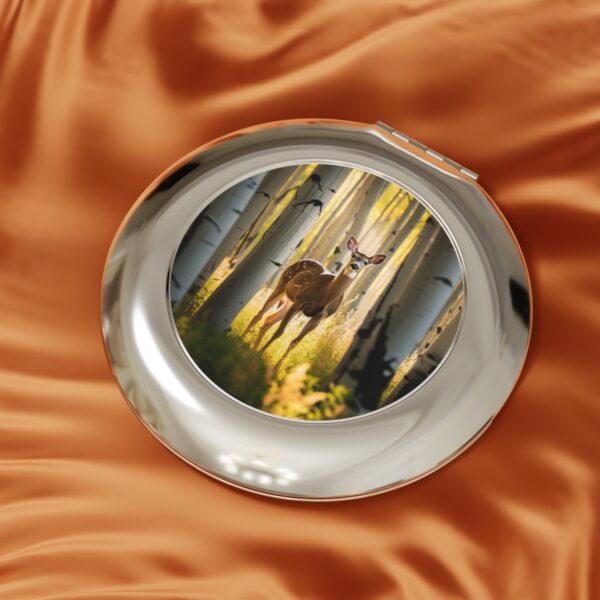 Deer in a Birch Forest Compact Travel Mirror
