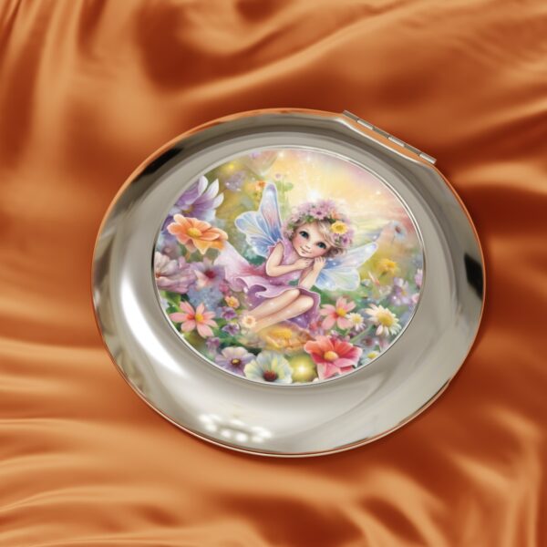 Whimsical Fairy in a Garden Compact Travel Mirror