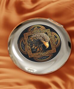 Celtic Knotwork Eagle Mandala Compact Travel Mirror