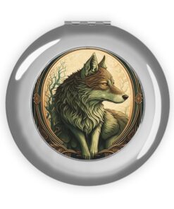 Japandi Style Gray Wolf Compact Travel Mirror