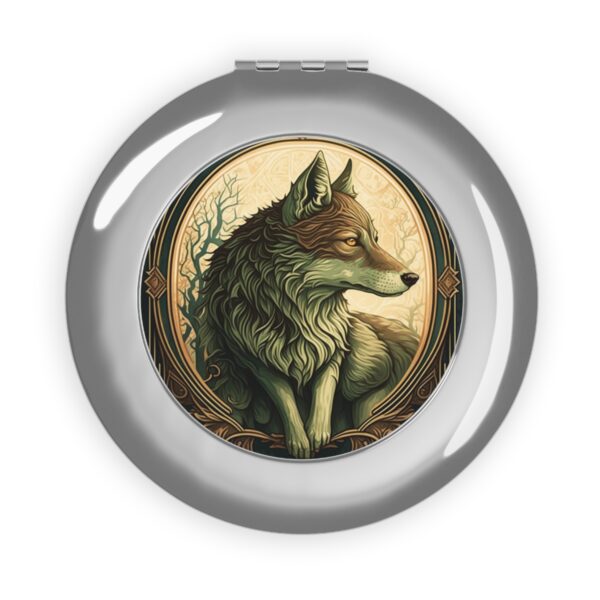 Japandi Style Gray Wolf Compact Travel Mirror