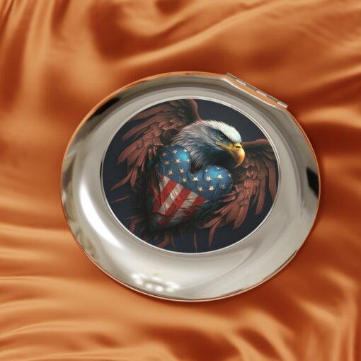 American Eagle with USA Flag Compact Travel Mirror