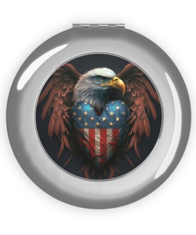 American Eagle with USA Flag Compact Travel Mirror