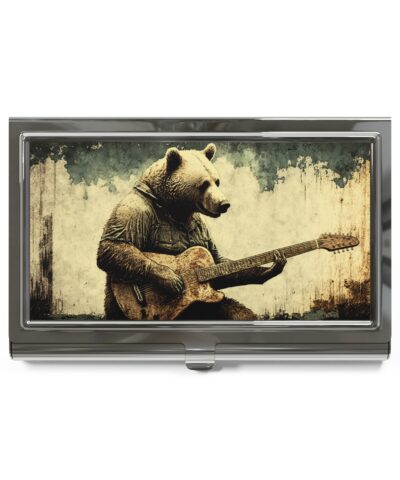 73415 156 400x480 - Grizzly Bear Playing Guitar Business Card Holder