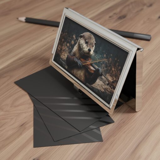 Otter Playing Violin Business Card Holder