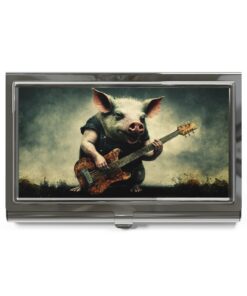 Pig / Hog Playing Guitar Business Card Holder