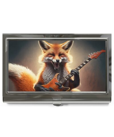 Red Fox Playing Guitar Business Card Holder