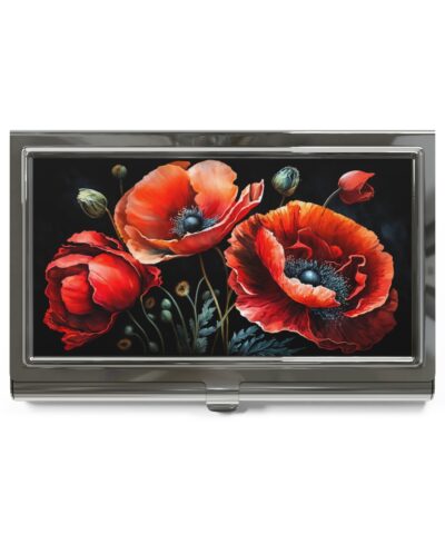 Red Poppies Business Card Holder