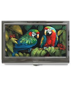 Jungle Safari Macaw Parrots Business Card Holder