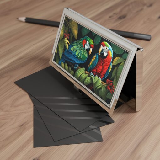 Jungle Safari Macaw Parrots Business Card Holder