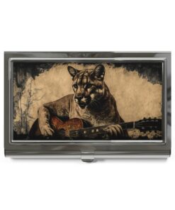 Cougar Playing Guitar Business Card Holder