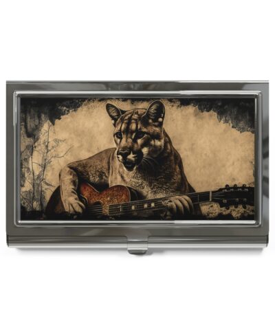 73415 90 400x480 - Cougar Playing Guitar Business Card Holder