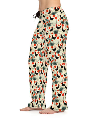 Mid-Century Modern Chicken Rooster Pattern Women’s Pajama Pants